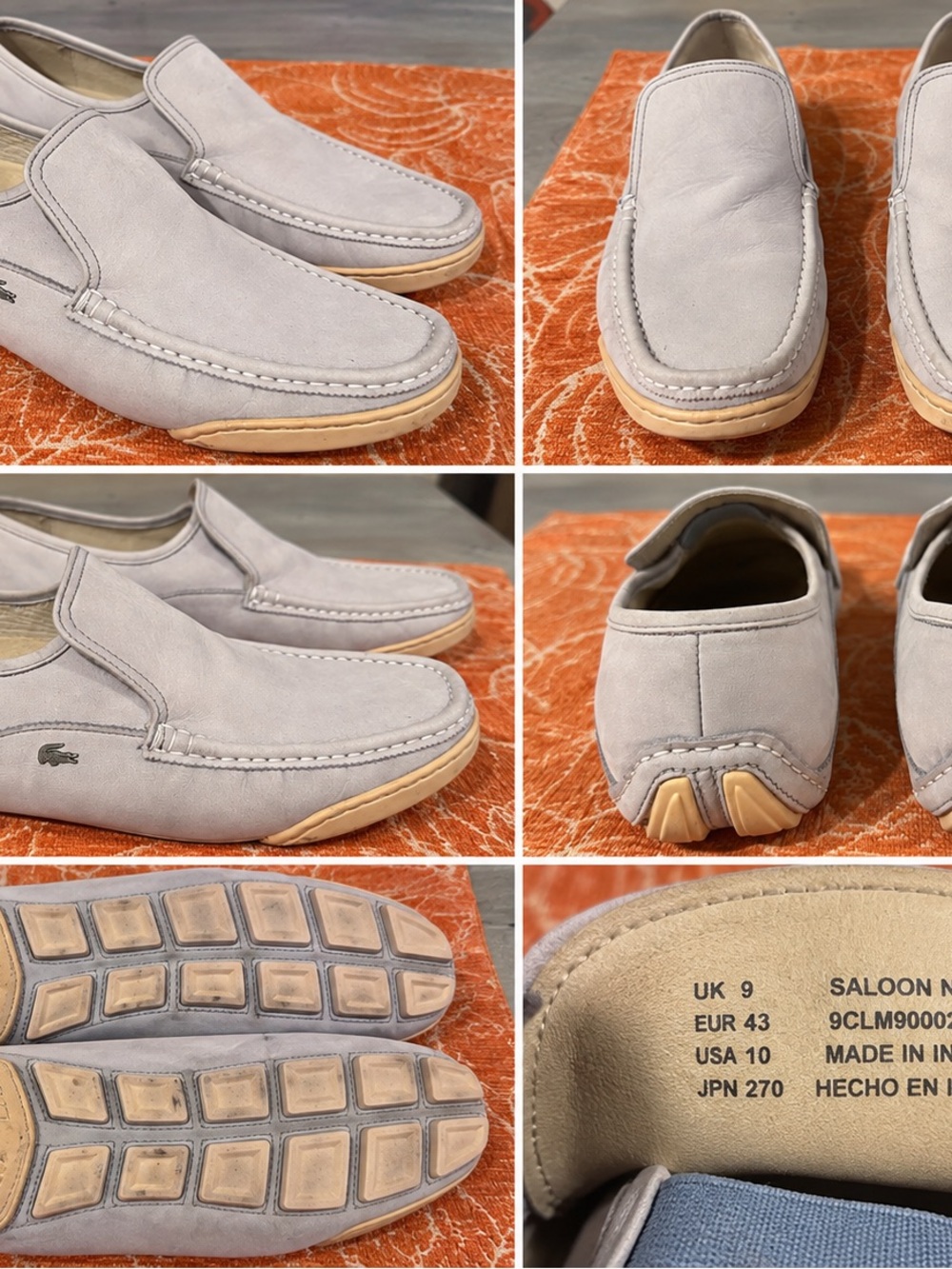Lacoste Men’s Light Grey Suede Slip-On Driving Loafers